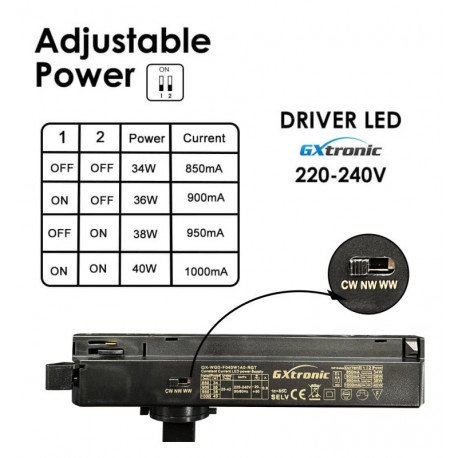 LED-carrilspot monofasisch NEW MAYA 40W-34W CCT CRI+92 UGR13 zwart