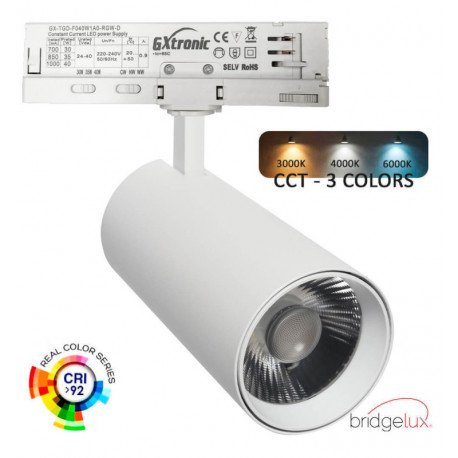 Led schijnwerper voor 3-fase rail 40W CCT CRI+92 UGR13