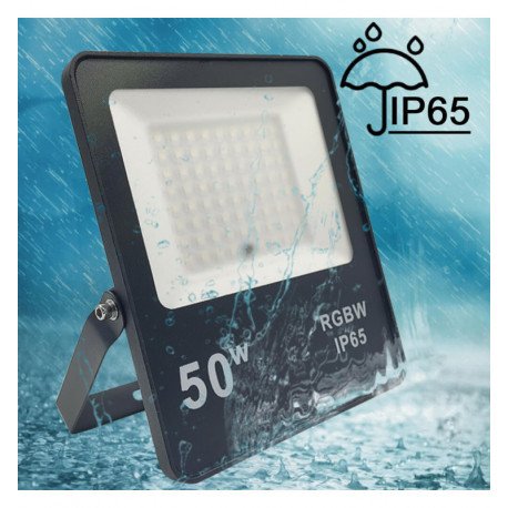 Foco LED RGB+W 50W IP65 para exterior y jardín