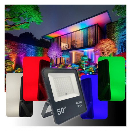 LED schijnwerper RGB+W 50W IP65 voor buiten en tuin