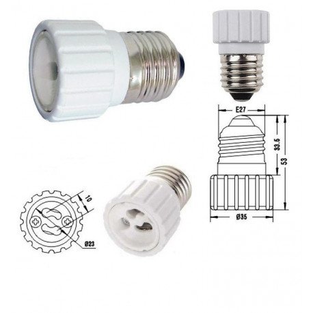 Adapter E27 naar GU10 keramisch voor lampvoet