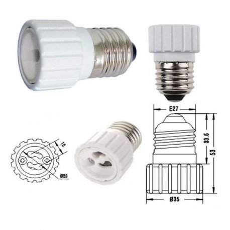 Adaptador E27 a GU10 cerámico para portalámparas