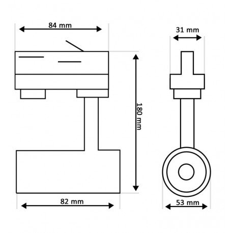 LED spoorverlichting schijnwerper 8W trifasisch GU10 24° hoog rendement wit