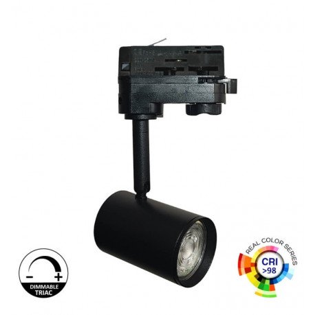 LED railschijnwerper 8W trifasig zwart GU10 24° dimbaar Triac