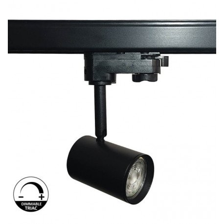 LED railschijnwerper 8W trifasig zwart GU10 24° dimbaar Triac