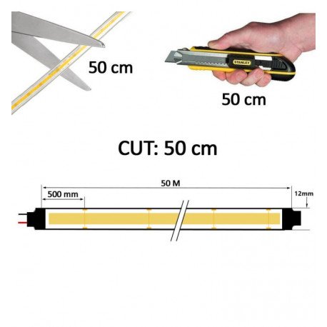 Ledstrip rectifier-kabel 12mm 10W voor 230V COB monocolor