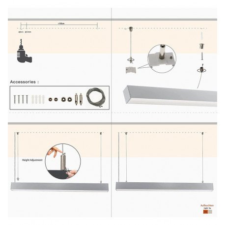 Dimmable LED Linear Pendant Light MINI MUNICH White