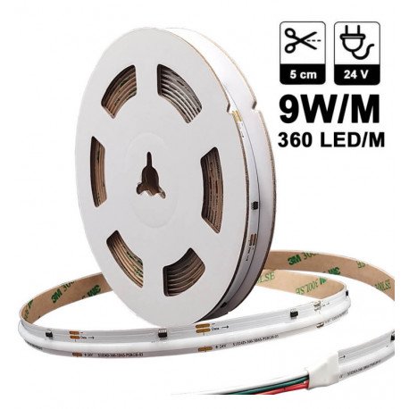 Ledstrip 24V RGBIC COB digitaal 5m 360 LED/m voor binnen