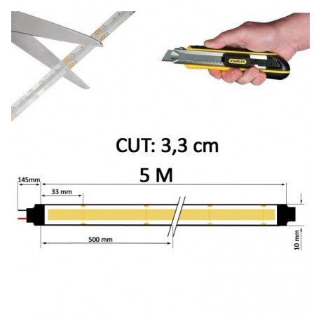 Ledstrip 24V RGB COB 15W/m voor binnen, 5m, IP20