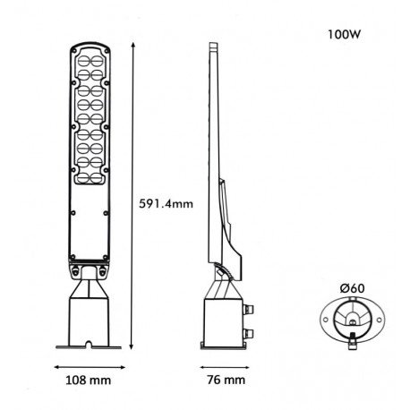 Led-straatverlichting 100W AREA FLEX buiten OSRAM chip DURIS E 2835