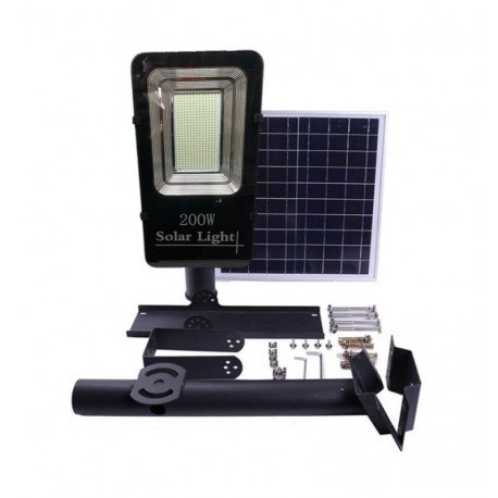 Led-zonnestraatlantaarn 200W solar programmeerbaar met afstandsbediening voor buiten