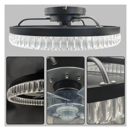 Ventilador LED de techo CRETA 30W 6CCT mando 50dB IP20 50cm