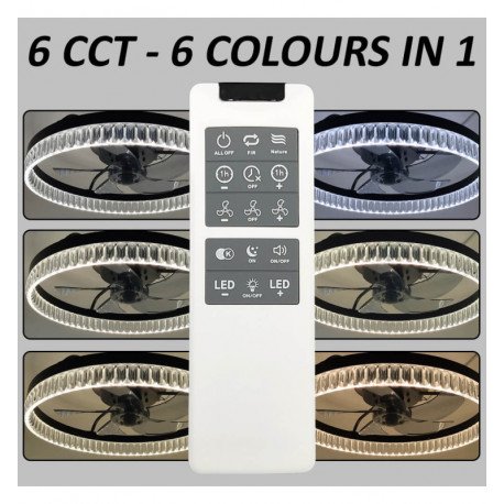 Ventilador LED de techo CRETA 30W 6CCT mando 50dB IP20 50cm