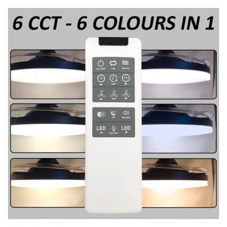 Ventilador LED de techo 30W 6CCT negro 106cm silencioso