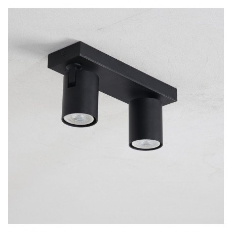 Wand-/plafondlamp led zwart draaibaar 2x GU10 360°