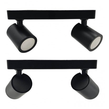 Aplique LED de techo orientable negro 2x GU10 360º