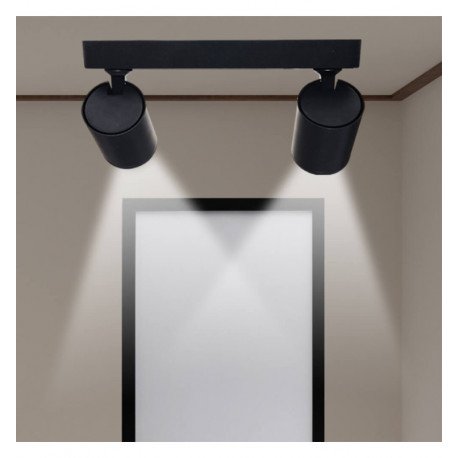 Wand-/plafondlamp led zwart draaibaar 2x GU10 360°