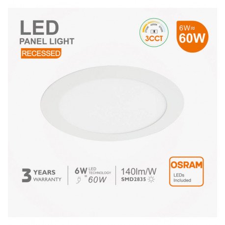 Downlight LED circular 6W CCT empotrable OSRAM 70mm
