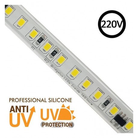 Ledstrip 220V 20W/m IP67 voor buiten, per 10 cm te knippen