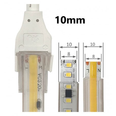 Kit silicona y cable conector para tiras LED COB 10/12mm IP65