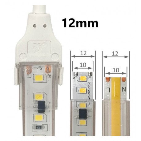 Kit silicona y cable conector para tiras LED COB 10/12mm IP65