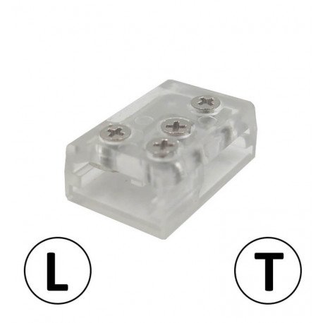 Conector L&T transparente para tiras LED COB y SMD 10mm IP20