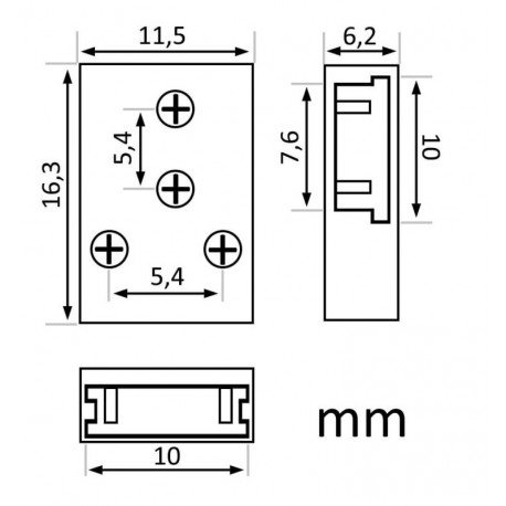 Conector L&T transparente para tiras LED COB y SMD 10mm IP20