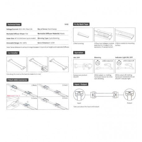 LED Sensor Dimmer 5V/24V for LED Profiles with Touch Switch