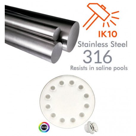 Bombilla LED PAR56 36W 6000K sumergible IP68 acero 316 piscina