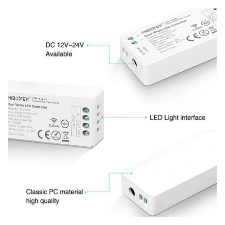 Controladora LED Dual Mini RF 2.4GHz 12-24V monocolor+CCT
