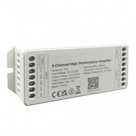 5-kanaals versterker voor ledstrips PWM en Mi-Light/MiBoxer