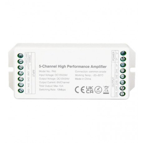 5-kanaals versterker voor ledstrips PWM en Mi-Light/MiBoxer