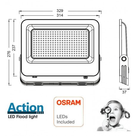 Led-schijnwerper 200W exterior IP65 ACTION PRO OSRAM Duris