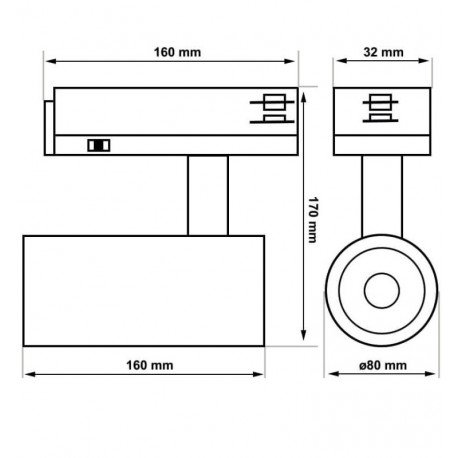 Led schijnwerper voor trifase ledrail 40W-26W CCT CRI+92 UGR13 zwart