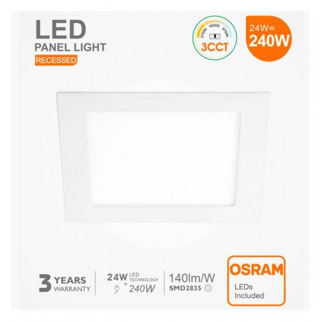 Panel LED Slim Cuadrado 24W CCT empotrable OSRAM