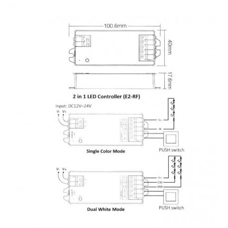 LED-controller CCT/RGB 12-24V 2,4GHz met afstandsbediening