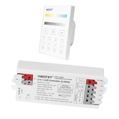 LED CCT-controller 12-24V 4 zones + RF 2,4GHz-afstandsbediening