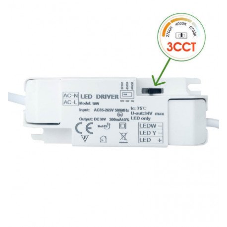 Downlight LED 10W circular empotrable CCT acero inox