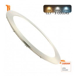 LED downlight slim 24W rond RVS CCT 205 mm