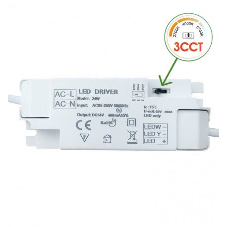LED downlight slim 24W rond RVS CCT 205 mm