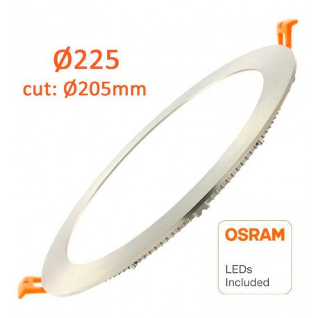 LED downlight slim 24W rond RVS CCT 205 mm