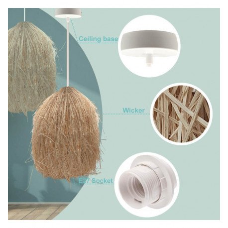 Rattan hanglamp Laos voor LED E27