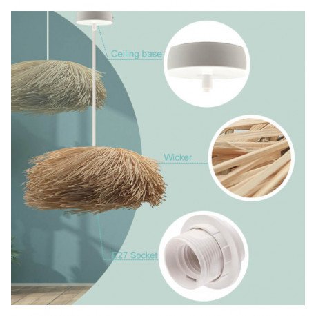 Hanglamp van rattan voor led E27, warme decoratie