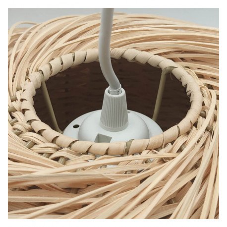 Lámpara colgante rattan para LED E27, decoración cálida