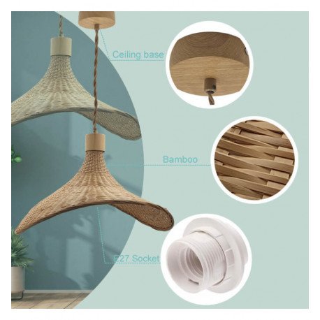 Hanglamp BAMBOO BALI voor led E27 warm decoratie