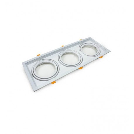 Marco LED triple empotrable orientable AR111 acero blanco