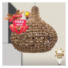Hanglamp rattan voor ledlamp E27, warme decoratie