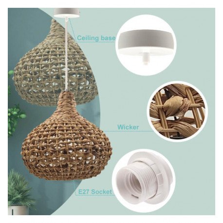 Lámpara Colgante Rattan para LED E27, decoración cálida