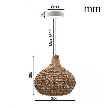 Lámpara Colgante Rattan para LED E27, decoración cálida