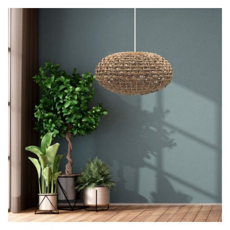 Lámpara colgante rattan para LED E27, decoración cálida